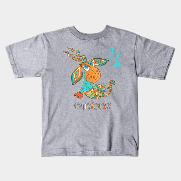 Capricorn zodiac children Kids T-Shirt by Mako Design 